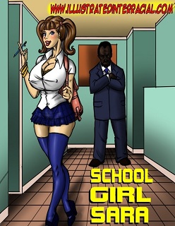 Illustrated interracial- School Girl Sara